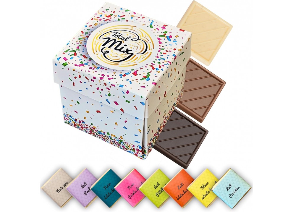 Boite Tulipe Total Mix remplie de 40 chocolats avec nos 8 parfums