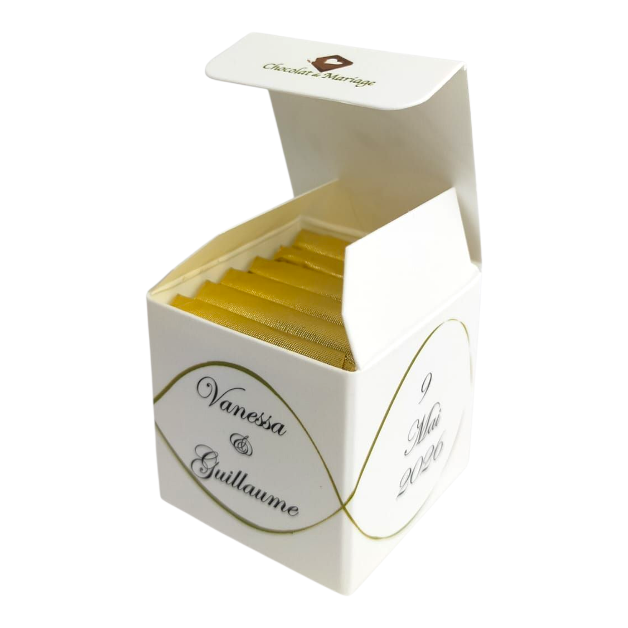 cube simple de 6 chocolats personnalisés Thème Champetre