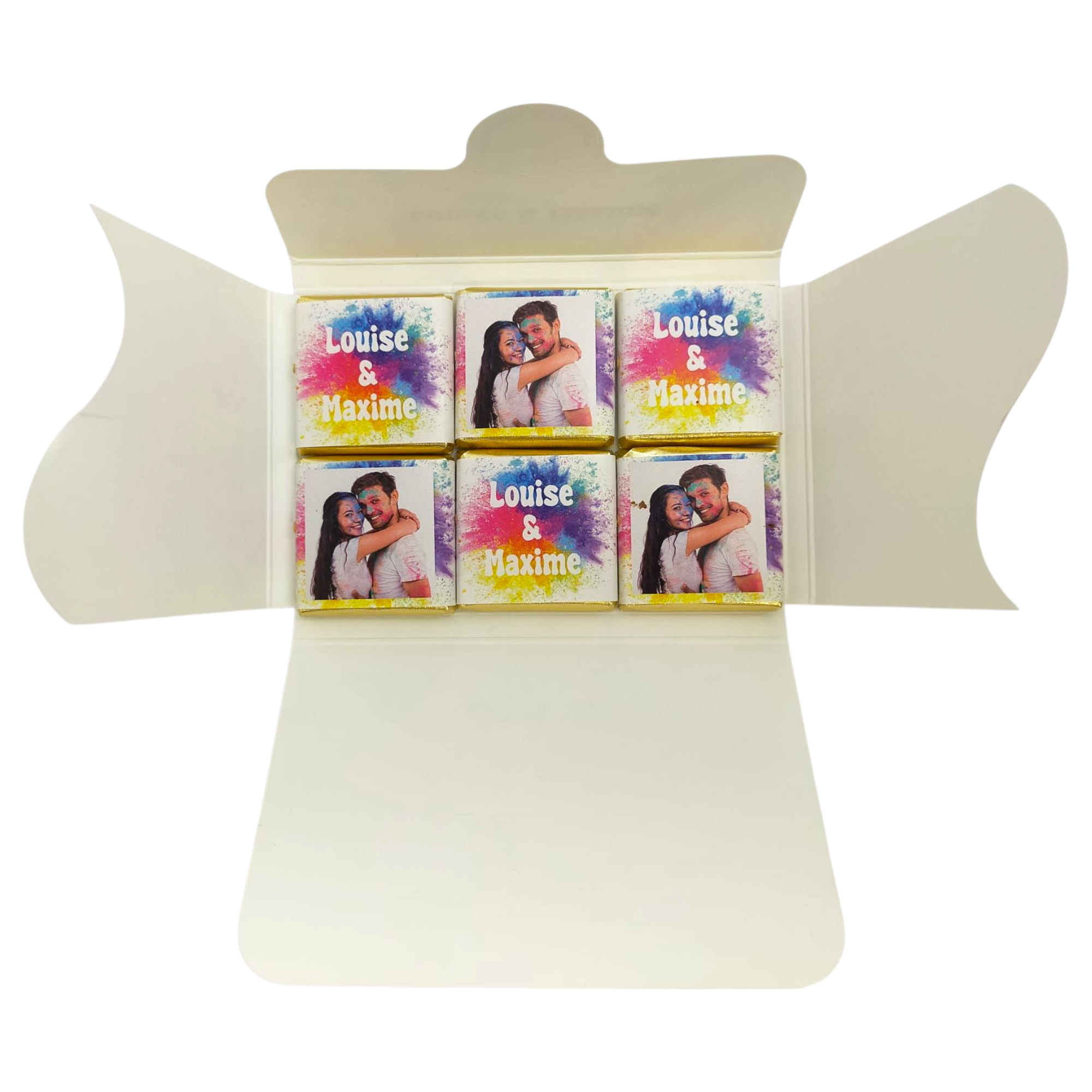 pochette de 6 chocolats personnalisés Holi