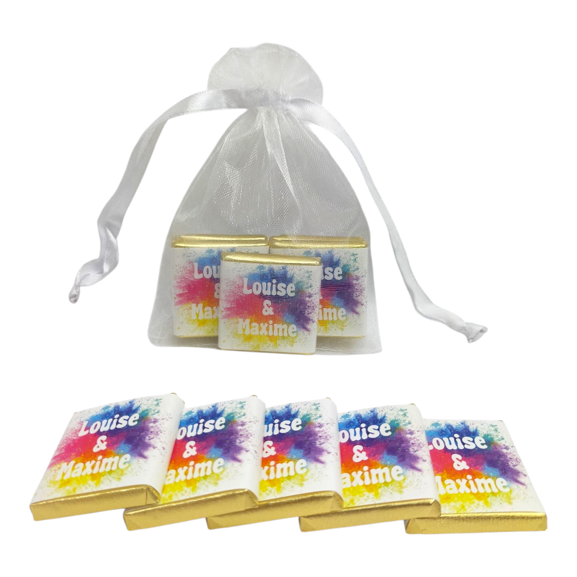 Sachet de chocolat personnalisé thème Holi
