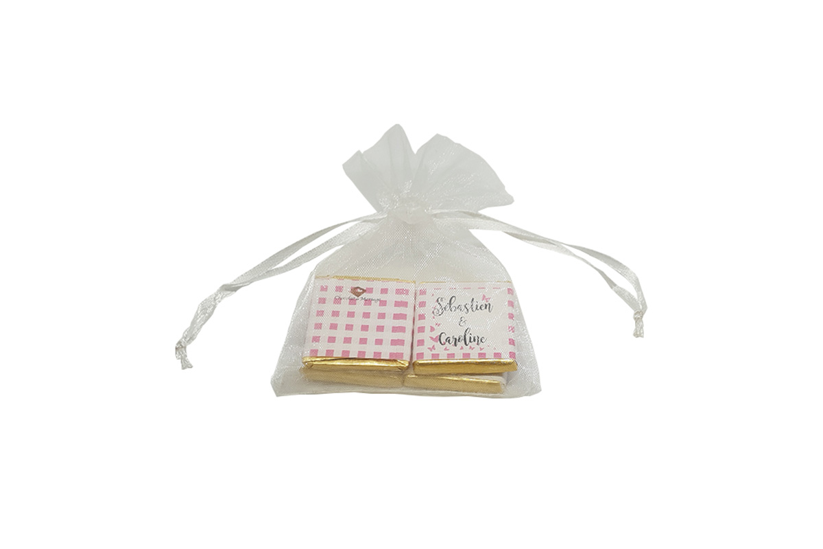 sachet chocolats perso vichy rose