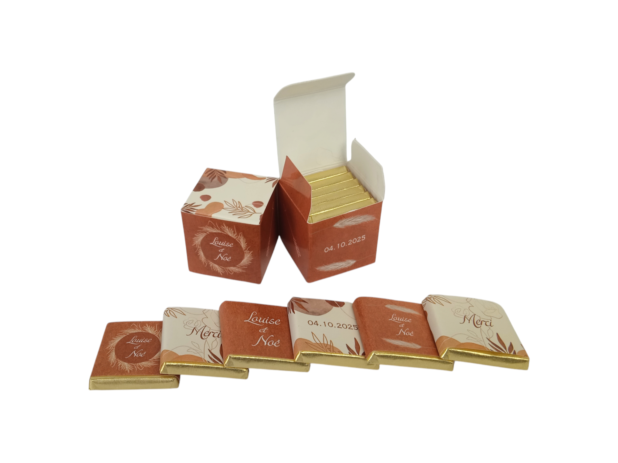 double cube chocolats personnalisés thème terracotta
