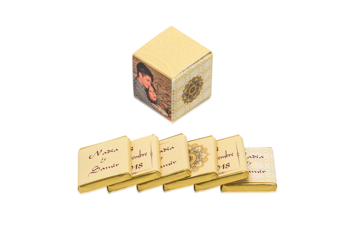 cube simple de 6 chocolats personnalisés Thème Oriental
