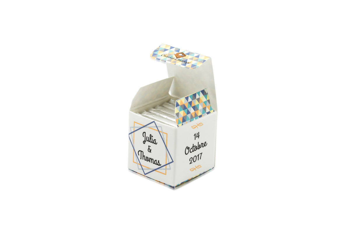 cube simple de 6 chocolats personnalisés Thème Enfantin